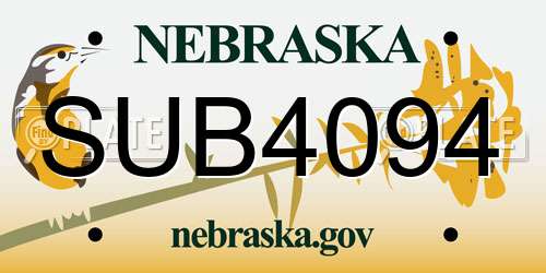 SUB4094 Nebraska License Plate