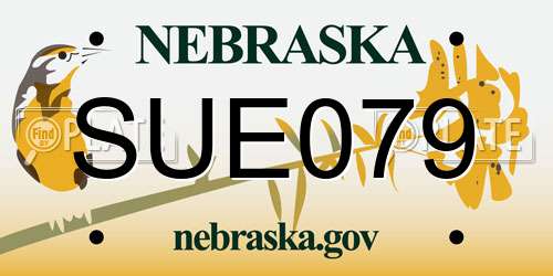 SUE079 Nebraska License Plate