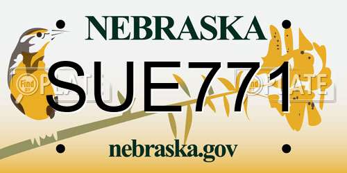 SUE771 Nebraska License Plate