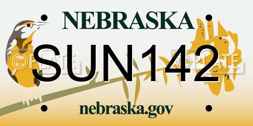 SUN142 Nebraska License Plate