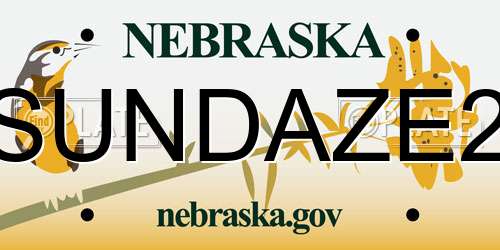 SUNDAZE2 Nebraska License Plate