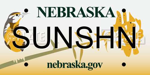 SUNSHN Nebraska License Plate