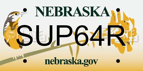 SUP64R Nebraska License Plate