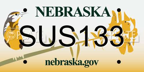 SUS133 Nebraska License Plate