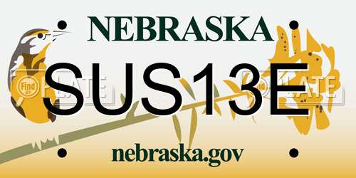 SUS13E Nebraska License Plate