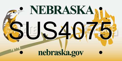 SUS4075 Nebraska License Plate