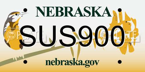 SUS900 Nebraska License Plate