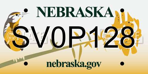 SV0P128 Nebraska License Plate