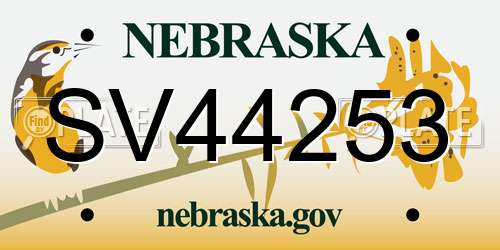 SV44253 Nebraska License Plate
