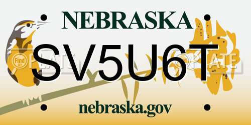 SV5U6T Nebraska License Plate