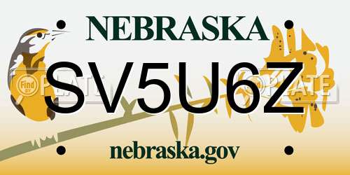 SV5U6Z Nebraska License Plate