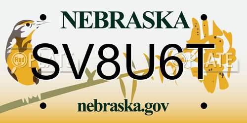 SV8U6T Nebraska License Plate