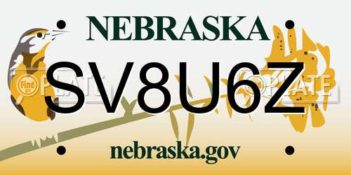 SV8U6Z Nebraska License Plate