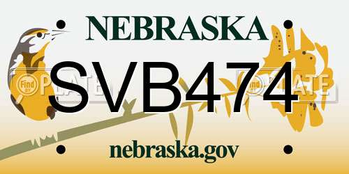 SVB474 Nebraska License Plate