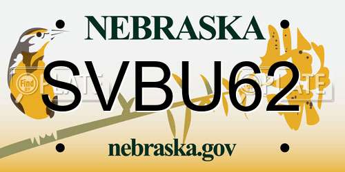 SVBU62 Nebraska License Plate
