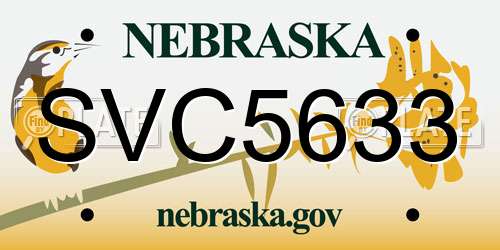 SVC5633 Nebraska License Plate