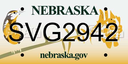 SVG2942 Nebraska License Plate