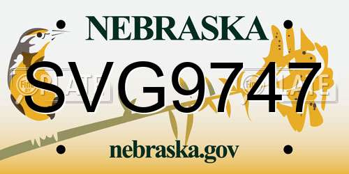SVG9747 Nebraska License Plate