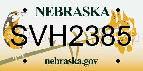 SVH2385 Nebraska License Plate