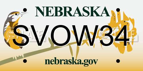 SVOW34 Nebraska License Plate