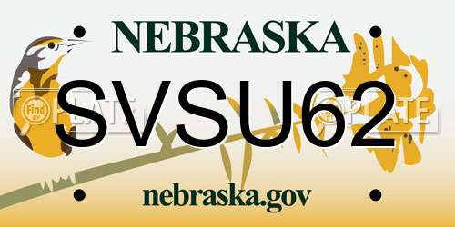 SVSU62 Nebraska License Plate