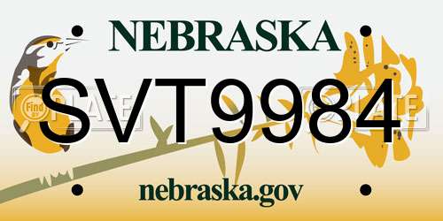 SVT9984 Nebraska License Plate