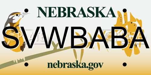 SVWBABA Nebraska License Plate