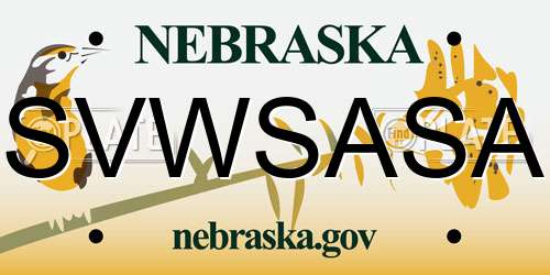 SVWSASA Nebraska License Plate