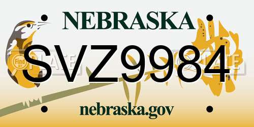 SVZ9984 Nebraska License Plate