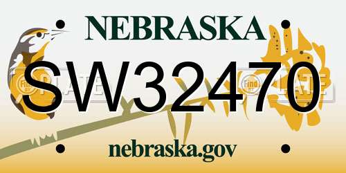SW32470 Nebraska License Plate