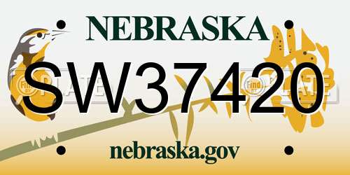 SW37420 Nebraska License Plate