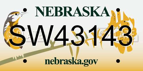 SW43143 Nebraska License Plate