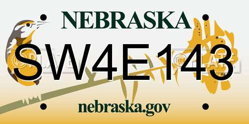 SW4E143 Nebraska License Plate