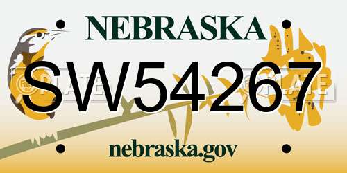 SW54267 Nebraska License Plate
