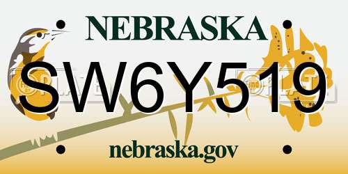 SW6Y519 Nebraska License Plate