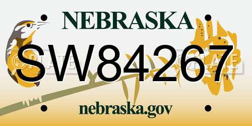 SW84267 Nebraska License Plate