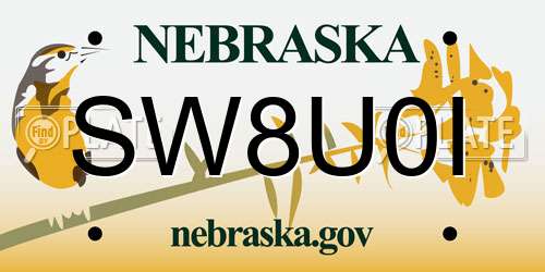 SW8U0I Nebraska License Plate