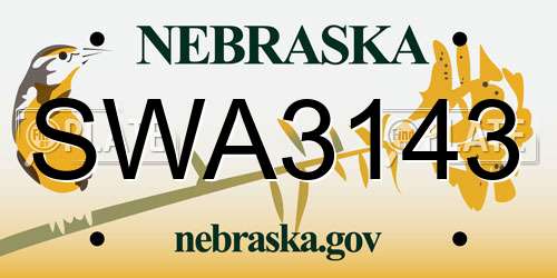 SWA3143 Nebraska License Plate