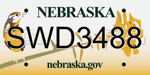SWD3488 Nebraska License Plate