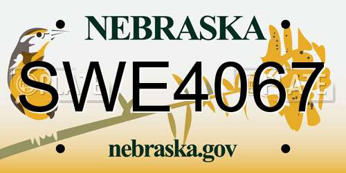 SWE4067 Nebraska License Plate