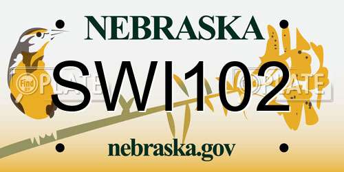 SWI102 Nebraska License Plate