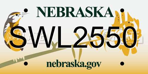 SWL2550 Nebraska License Plate