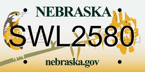 SWL2580 Nebraska License Plate
