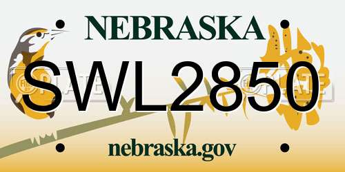 SWL2850 Nebraska License Plate