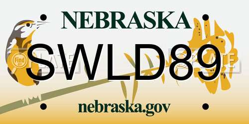 SWLD89 Nebraska License Plate