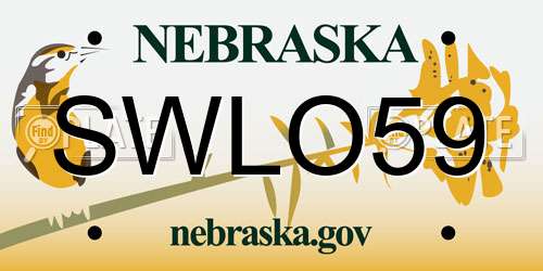 SWLO59 Nebraska License Plate