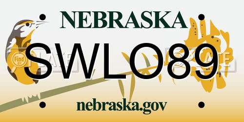 SWLO89 Nebraska License Plate