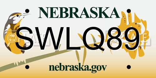 SWLQ89 Nebraska License Plate