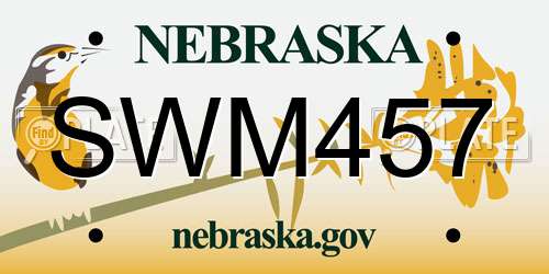 SWM457 Nebraska License Plate