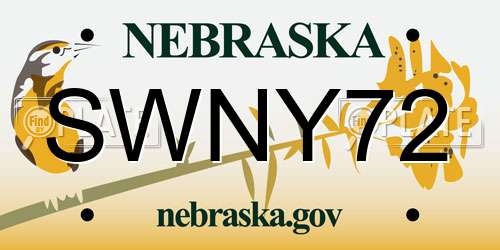SWNY72 Nebraska License Plate